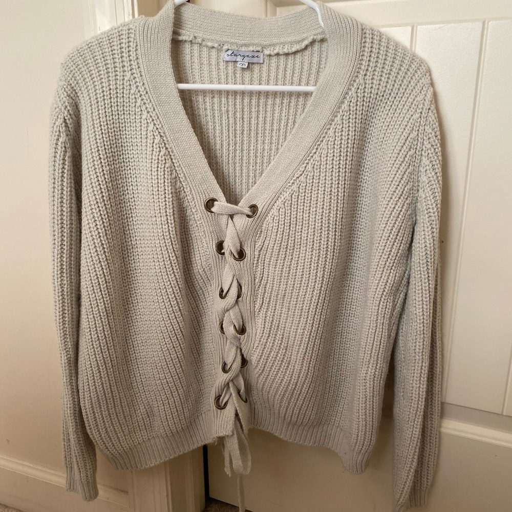 Stargaze jewelry laced up all night sweater